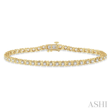 14K Yellow Gold Diamond Tulip Tennis Bracelet w/ 2.00 ctw